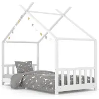 vidaXL Kinderbedframe massief grenenhout wit 90x200 cm