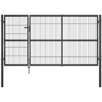 vidaXL Poort met palen 350x140 cm staal antraciet