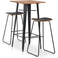 vidaXL 3-delige Barset staal zwart