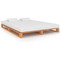 vidaXL Bedframe pallet massief grenenhout bruin 160x200 cm