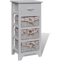 vidaXL Kast met 1 lade en 3 manden paulowniahout wit