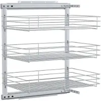 vidaXL Draadmand keuken uittrekbaar 3-laags 47x35x56 cm zilverkleurig