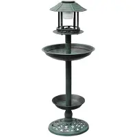 vidaXL Vogelbad/voederhuisje met solarverlichting