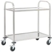 vidaXL Serveerwagen met 2 niveaus, 96,5 x 55 x 90 cm, roestvrij staal