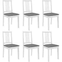 vidaXL Eetkamerstoelen met kussens 6 st massief hout wit -VXL-276406