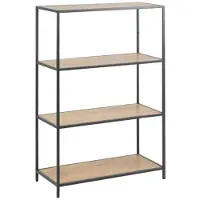 Hioshop Sea boekenkast met 2 planken in wild eiken decor en zwart metaal onderstel.