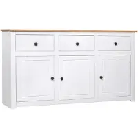 vidaXL Dressoir Panama Range 135x40x80 cm massief grenenhout wit