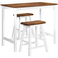 vidaXL 3-delige Bartafel en -krukkenset massief hout