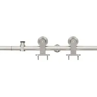 vidaXL - Schuifdeur - onderdelenset - 183 - cm - roestvrij - staal - zilverkleurig