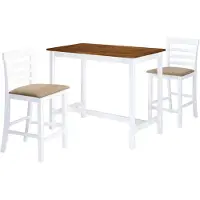 vidaXL Bartafel- en barstoelenset massief hout bruin en wit 3-delig