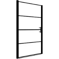 vidaXL Douchedeur, mat glas, 81x195 cm, zwart