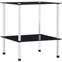 vidaXL Kastje 2-laags 40x40x47 cm gehard glas zwart