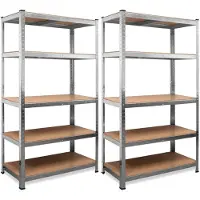 Deuba Monzana Stellingkast Set van 2 - 5 planken 175x75x30cm 350kg - Zilver