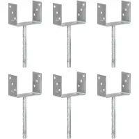 vidaXL Grondankers 6 st 14x6x30 cm gegalvaniseerd staal zilverkleurig
