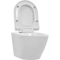 vidaXL Hangend toilet randloos keramiek wit