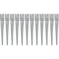 vidaXL Grondpinnen 12 st 10x10x76 cm gegalvaniseerd staal zilverkleurig