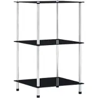 vidaXL Kastje 3-laags 40x40x67 cm gehard glas zwart