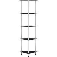 vidaXL Kastje 5-laags 30x30x130 cm gehard glas zwart