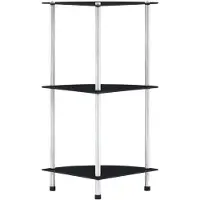 vidaXL Kastje 3-laags 30x30x67 cm gehard glas zwart