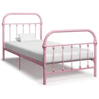 vidaXL Bedframe metaal roze 90x200 cm