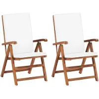 vidaXL Tuinstoelen 2 st verstelbaar met kussens massief teakhout crème