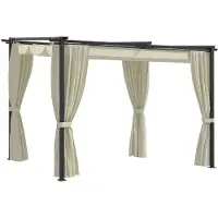 vidaXL Paviljoen met gordijnen, 3 x 3 meter, crème kleur, staal