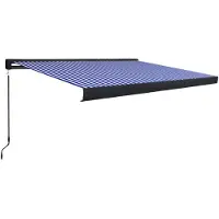 vidaXL Luifel handmatig 400x300 cm blauw en wit