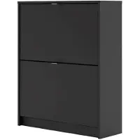 Hioshop Shane schoenenkast 2 klapdeuren 2R mat zwart.