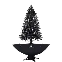 vidaXL Kerstboom sneeuwend met paraplubasis 190 cm PVC zwart