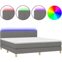 vidaXL Boxspring met matras en LED stof donkergrijs 160x200 cm