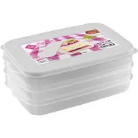 Hega hogar 3x Vleeswaren bakjes transparant/wit 26 x 16 x 10 cm - Vershoudbakjes
