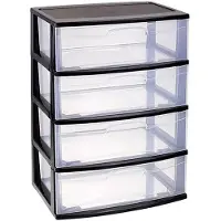 Forte Plastics PlasticForte kunststof ladekast organizer 40 x 56 x 80 cm met 4 grote lades - Ladeblok