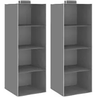 vidaXL Kledingorganisers hangend 2 st met 4 schappen stof