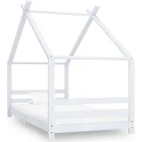 vidaXL Kinderbedframe massief grenenhout wit 90x200 cm