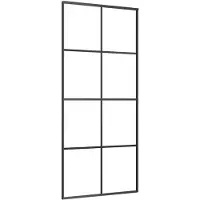 vidaXL Schuifdeur 90x205 cm aluminium en ESG-glas zwart