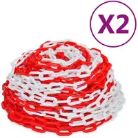 vidaXL Veiligheidskettingen 2 st 30 m kunststof rood en wit
