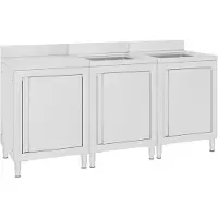 vidaXL Gastro-onderkast voor spoelbak, 180x60x96 cm, roestvrij staal
