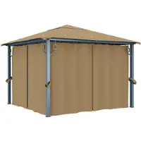 vidaXL Paviljoen met gordijn, 300x300 cm, taupe, aluminium