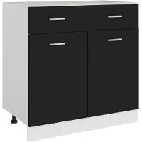 vidaXL Onderkast met lade Lyon 80x46x81,5 cm bewerkt hout zwart