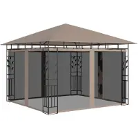 vidaXL Paviljoen met muggengaas, 3x3x2,73 m, taupe, 180 g/m²