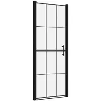 vidaXL Douchedeur 81x195 cm gehard glas zwart