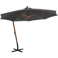 vidaXL Zweefparasol met paal 3,5x2,9 m massief vurenhout antraciet