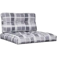 vidaXL Palletkussens 2 st ruitpatroon stof grijs