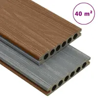 vidaXL Terrasplanken met accessoires 40 m² 4 m HKC bruin en grijs