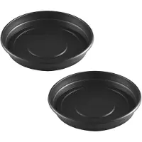 Hega hogar Set van 2x stuks bloempot/plantenpot onderschaal antraciet kunststof diameter 43 cm - Plantenpotten