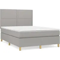 vidaXL Boxspring met matras stof lichtgrijs 140x200 cm