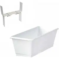 Geli Kunststof plantenbak wit rechthoekig 40 cm met 2 verstelbare balkon/muurbeugels - Plantenbakken