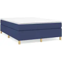 vidaXL Boxspring met matras stof blauw 140x190 cm