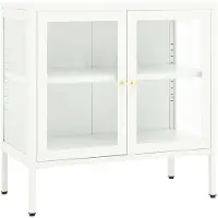 vidaXL Dressoir 70x35x70 cm staal en glas wit