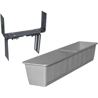 Geli Kunststof plantenbak grijs rechthoekig 80 cm met 2 verstelbare balkon/muurbeugels - Plantenbakken
